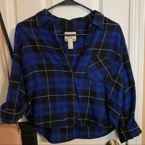 Cropped plaid button down